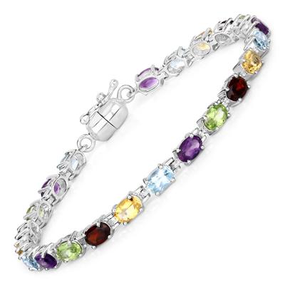 Armband VIRA JEWELS "925-Sterling Silber rhodiniert Multicolour oval", weiß, Armbänder, Damen, 19cm, Silber 925 (Sterlingsilber), glänzend, Armband