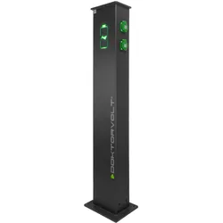Ladestation für E-Bike E-Scooter 4x230V mit Sicherungen 4xRCBO freistehendes Ladegerät für Pedelecs E-Roller mit LED und Dämmerungssensor Ladesäule für Parkplätze im öffentlichen Raum aus Metall Doktorvolt DV-7118