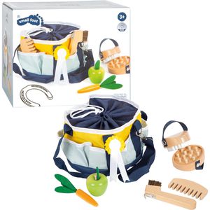 small-foot Spielset 12419, ab 3 Jahre, Spielzeug Pferdepflege-Set mit Tasche, 9 Teile