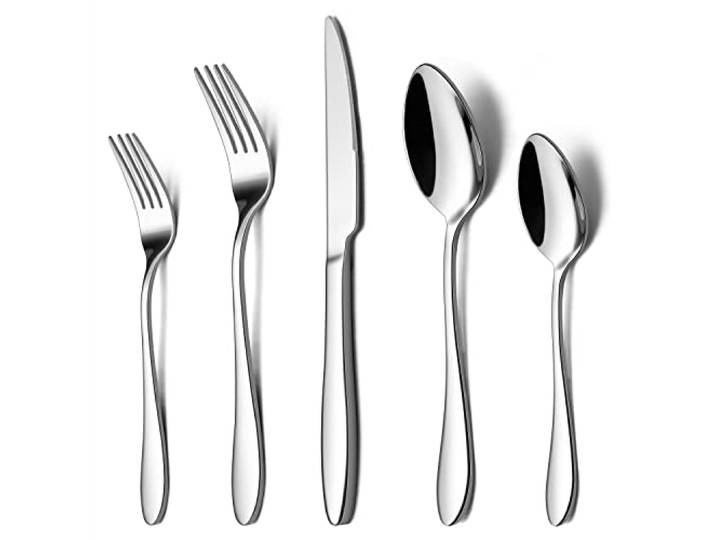 LIANYU Besteck-Set für 8 Personen, 40-teiliges Edelstahl-Besteck-Set Inklusive Gabeln, Löffeln, Messern, Essutensilien für Zuhause, Küche, Restaurant, Geschirr, Spiegel-Finish, spülmaschinenfest