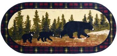 Cozy Cabin Following Mama Nylon Washable Bear Rug