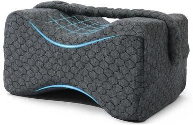Uplifted Goods Memory Foam Knee Pillow With Adjustable Straps For Side Sleepers black