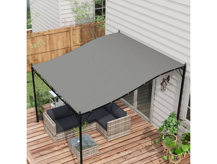 Outsunny Telo Pergola 3x3m Gris avec Trous de Drainage