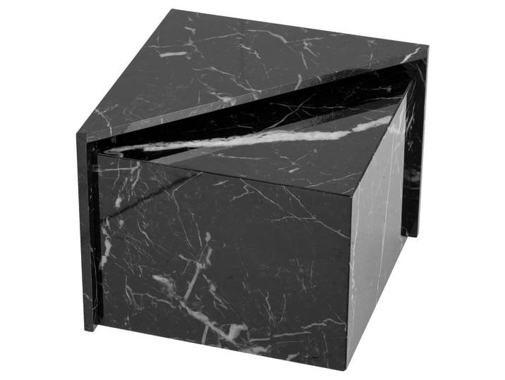 Livetastic Couchtisch, Schwarz Hochglanz, Holzwerkstoff, Marmoroptik, quadratisch, 50x41.5x50 cm, Wohnzimmer, Wohnzimmertische, Couchtische, Couchtische Marmoroptik