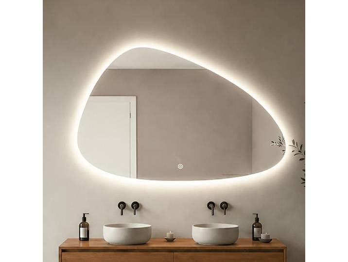 LOMAZOO miroir de salle de bain Alicante avec éclairage LED 140 x 85 cm asymétrique
