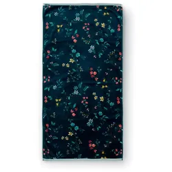 PIP Studio Duschtuch Les Fleurs 70 x 140 cm Baumwolle Blau Dunkelblau