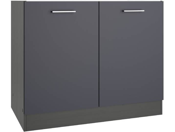 Spülenschrank KOCHSTATION KS-Milan , grau (anthrazit), B:100cm H:82cm T:60cm, Holzwerkstoff, Schränke, Spülenschrank, Spülenschrank 100 cm, matte oder hochglänzende Fronten