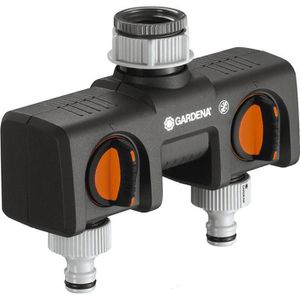 Gardena Wasserverteiler 8193-20, 2 Wege Verteiler, 3/4 Zoll und 1 Zoll Gewinde-Anschluss