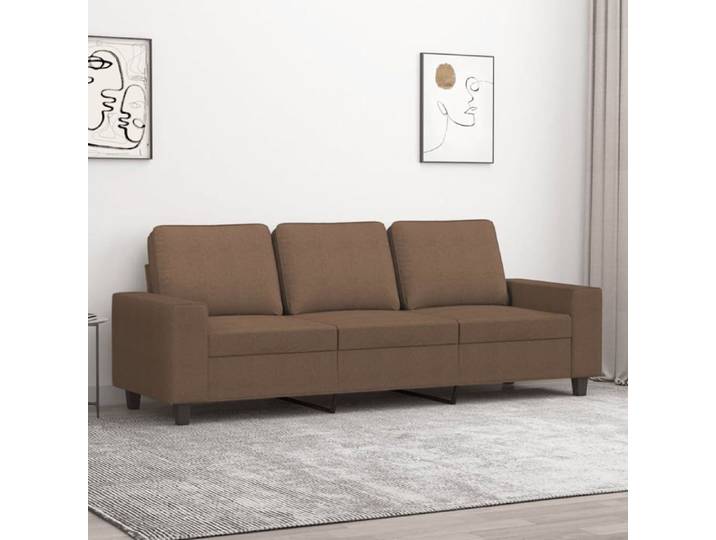 Canapé à 3 places-Mobilier de Salon Marron 180 cm Tissu 274001
