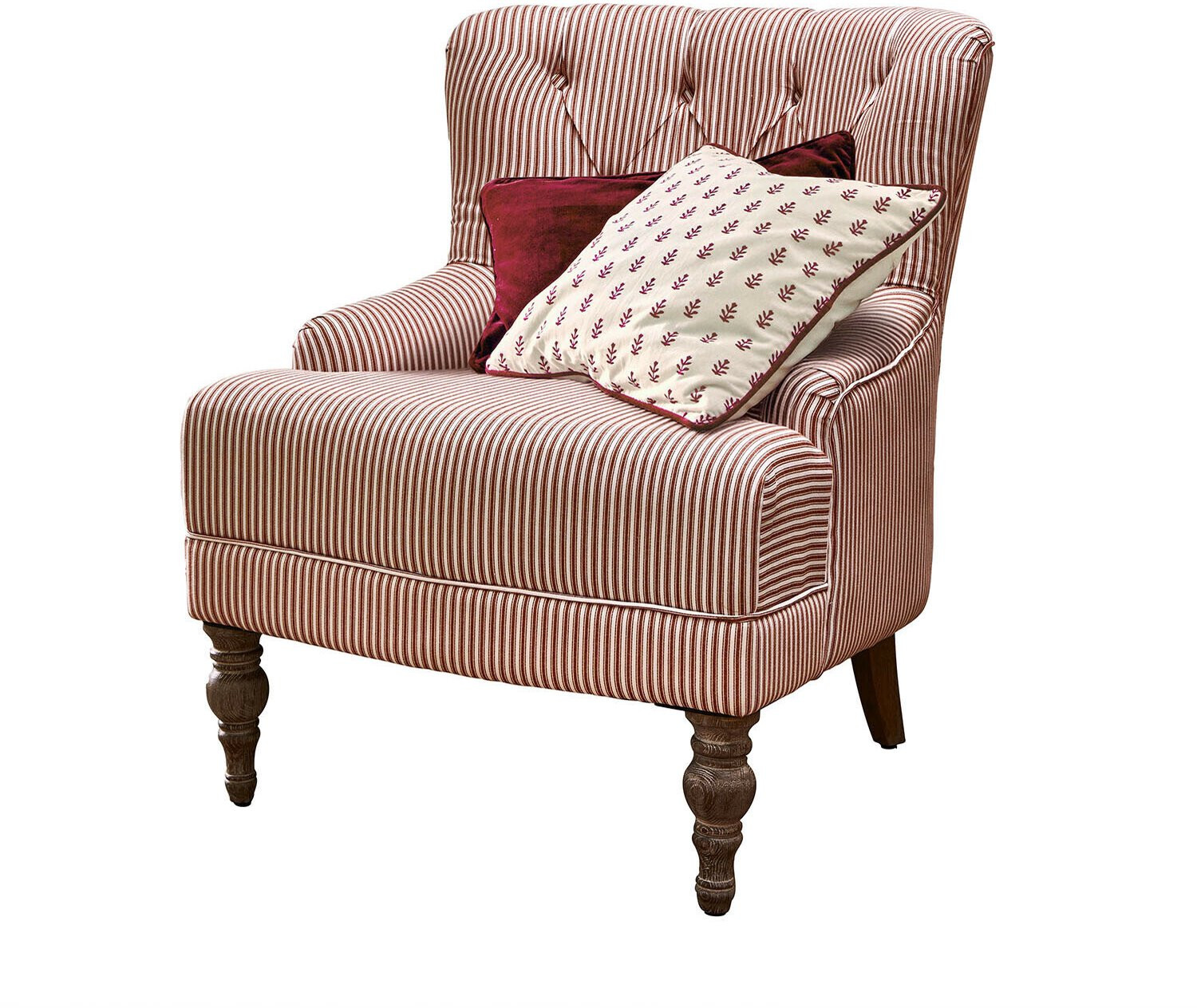 Loberon Fauteuil Amuran Chesterfield roestrood/wit