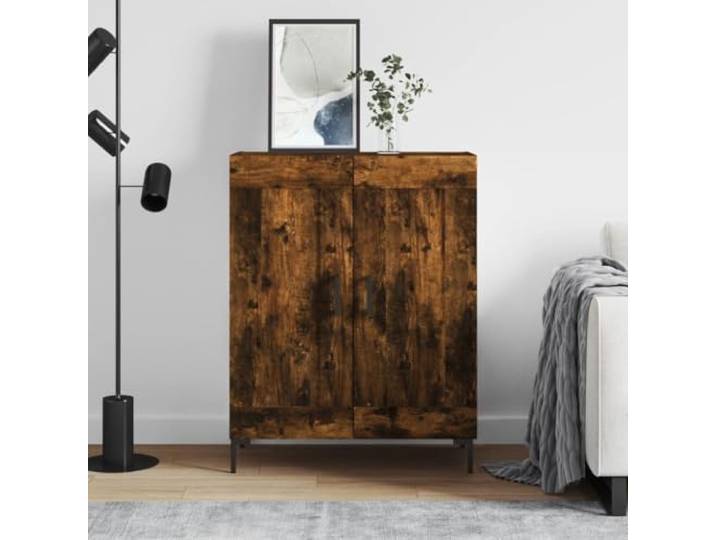 RJPLMFV Anrichte Eiche rauchfarben, 69,5 x 34 x 90 cm, Holz Wohnzimmermöbel, tägliche Aufbewahrung, dekoratives Regal, Wandbefestigung inklusive
