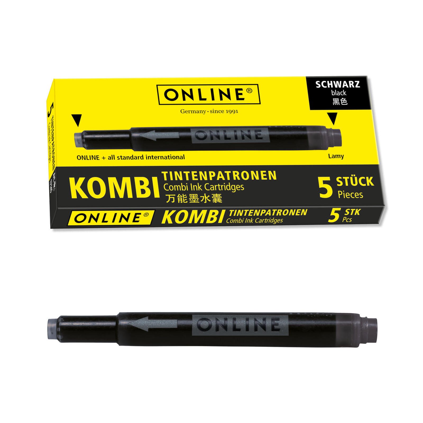 ONLINE® Tintenpatronen für Füller schwarz 17306/12