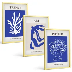 BILDER SET 3er Set - 40x60 cm Goldrahmen - Matisses abstrakte Plakate