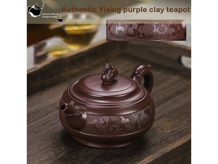 Service à thé Kung Fu de 450ml, pot en argile violette fait à la main de YFête ing, minerai brut, oiseaux porte-bonheur, thé Pu'er, minerai brut de Kung Fu
