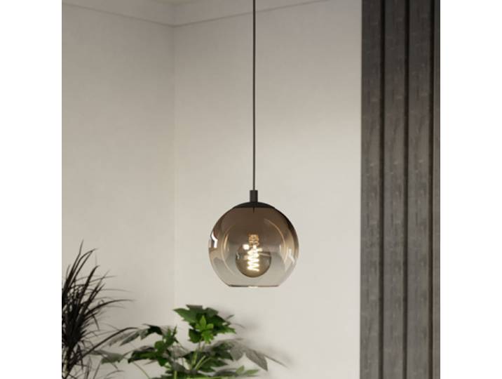 Suspension Ariscani type A 20 x 20 x 110cm Argenté/Noir/Cuivre 1 Acier laqué Verre fumé E27