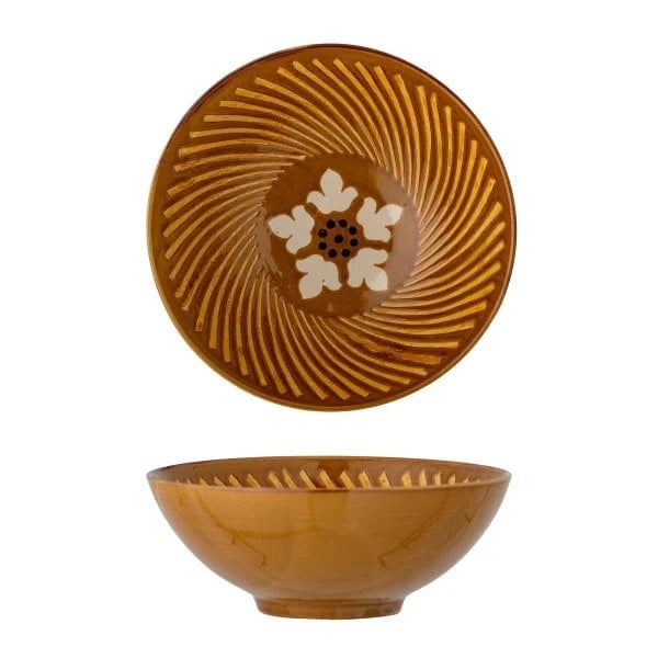 Bloomingville Heikki schaaltjes set van 6 stuks, bruin en oranje, B: 19,0 cm, D: 7,5 cm