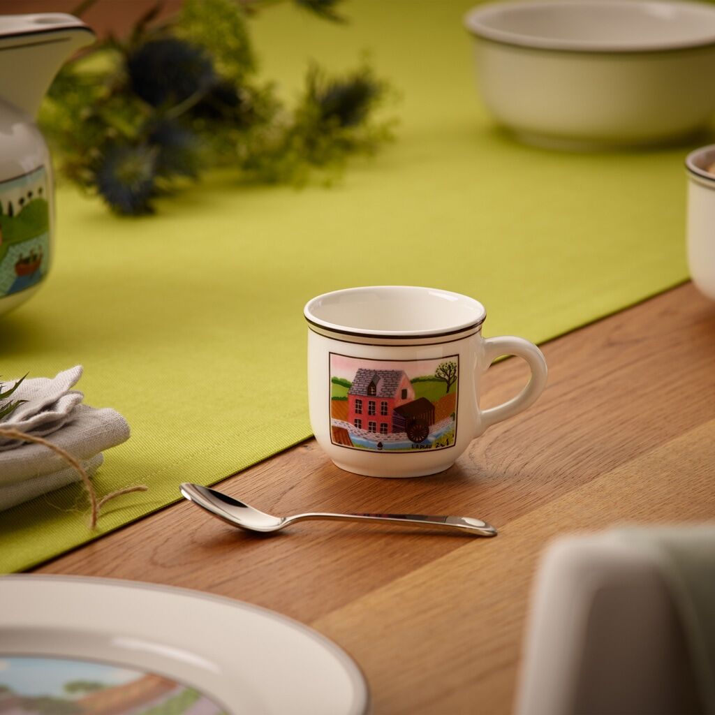 Tasse VILLEROY & BOCH "Espressotasse mit Untertasse Design Naif 100 ml bunt", bunt, Porzellan, Trinkgefäße, Tasse