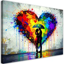 LEINWANDBILD Paar Liebe Herz Abstrakt Straßenkunst 60x40cm