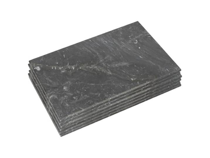 Argon Tableware Rechteckige Tischsets aus Marmor - 40cm x 30cm - Schwarz - 6X Groß rutschfest Hitzebeständig Heim Dekor Küche Esstisch Essteller