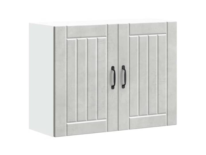 HKTMGDNG Küchen-Hängeschrank Lucca Betongrau 80x31x60 cm Holzwerkstoff Wandschrank mit Glastüren für Küche und Esszimmer. Platzsparende Wandmontage mit 70 kg Tragkraft für Töpfe und Geschirr.