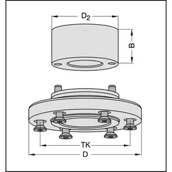 JSO Sägeblattaufnahme 2-teilig D=100mm, d=30mm, mit Hülse 45mm - 39495-0-10001-4