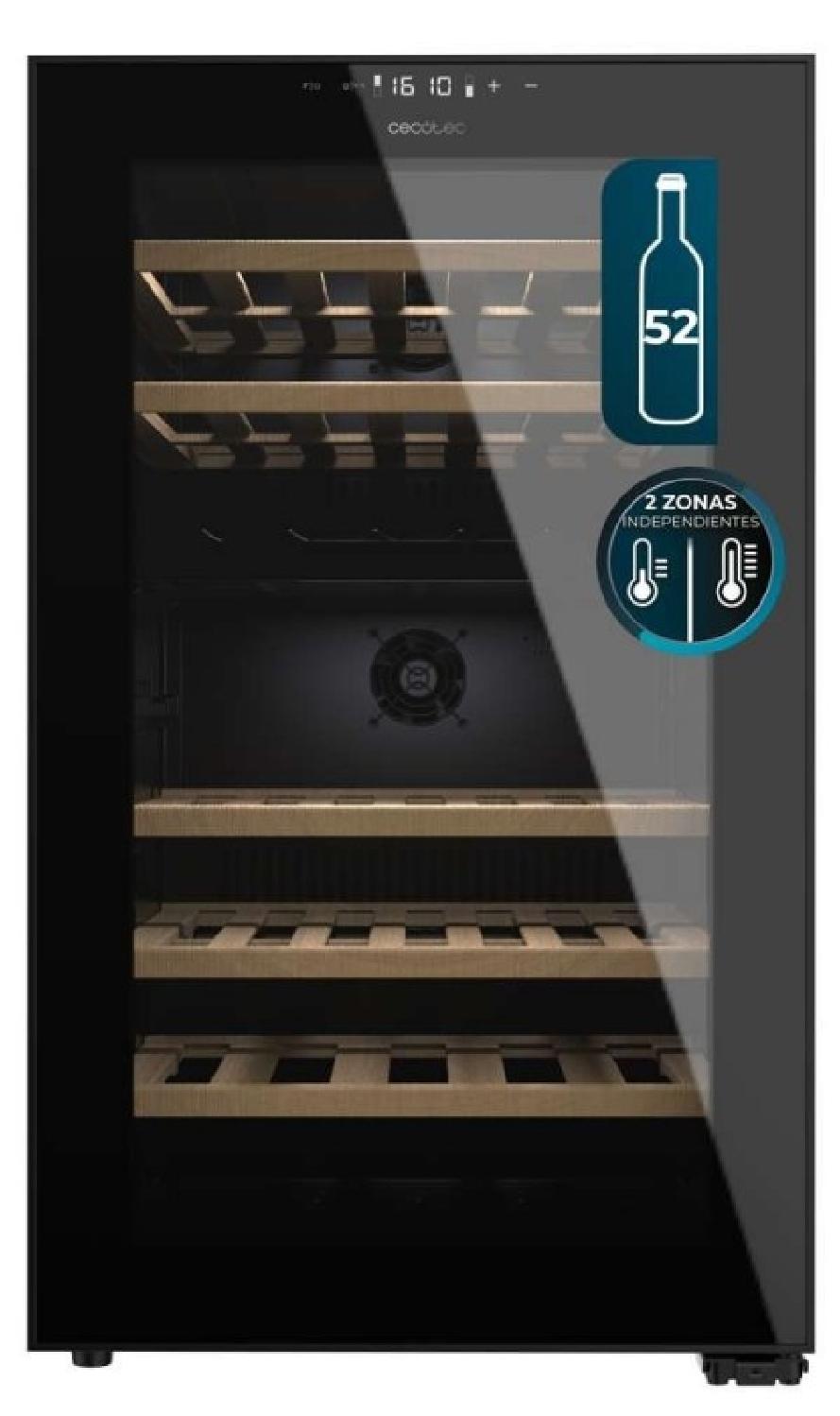 Cecotec Bolero GrandSommelier Duo 52000, Weinkühler mit Kompressor, Integriert, 52 Flasche(n), G, Schwarz, Schwarz