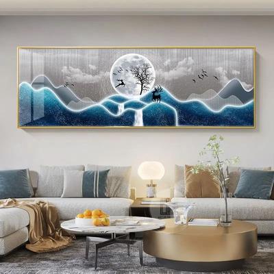 Inspire Essentials Golden Deer Canvas Wall Art With Chinese Style Feng Shui Design 12 50x150cm No Frame