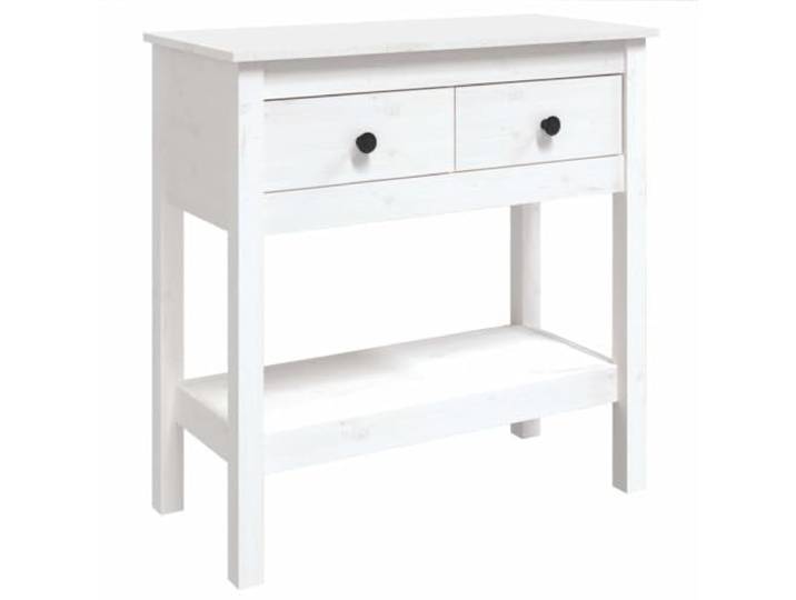 LKJephalotrope Konsolentisch Flurtisch 75x35x75cm Massivholz Kiefer Weiß Praktischer Beistelltisch für Flur und Wohnzimmer mit 2 Schubladen sowie offener Ablage für geordnete Aufbewahrung.