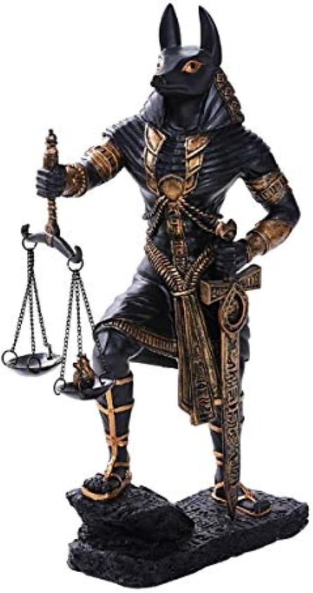 Anubis Beeld Egyptische God Decoratie Zwart Goud Handgeschilderd