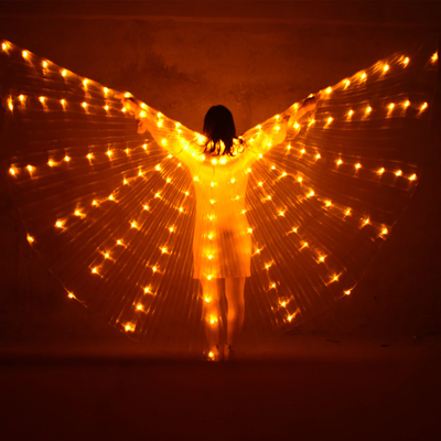 ForAllApparel Belly Dance Glow Light Up Costume Yellow L (150 175cm)
