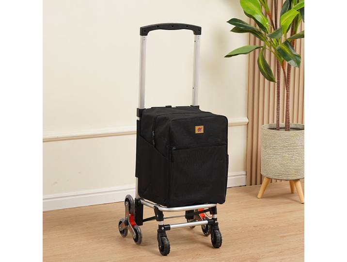 Chariot d'épicerie tiré à la main avec poteau en aluminium, peut tremper les escaliers, les achats de supermarché, petit chariot pliable, chariot à bagages cargo