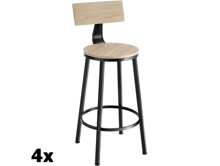 4 pièces tabourets bar industriel dossier acier clair