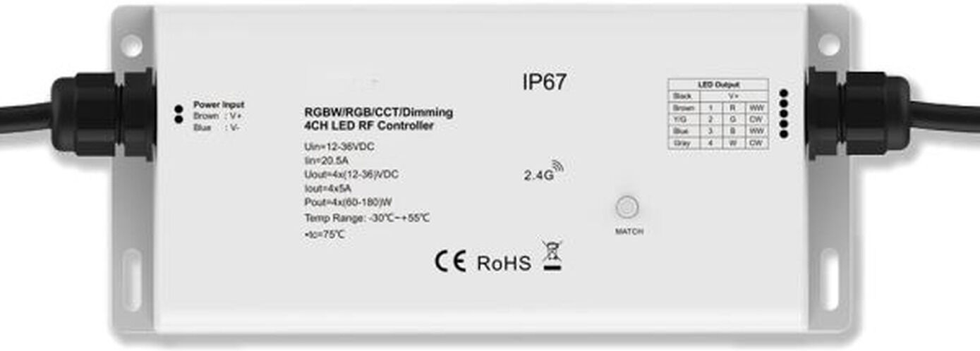 Isoled Sys-Pro Funk Mesh Pwm-Controller Ip67, 1-4 Kanal, 12-36v Dc 4x5a