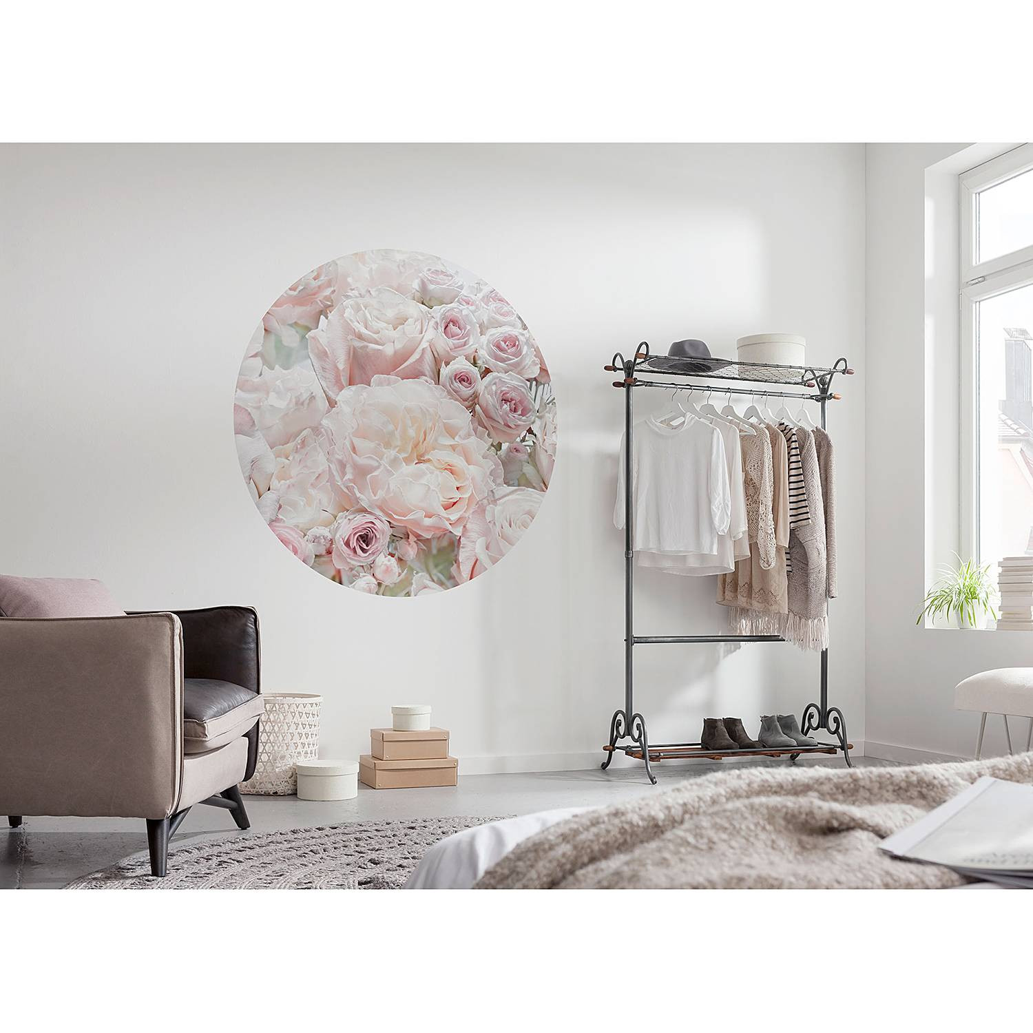 home24 Vlies-fotobehang Pink and Cream Roses
