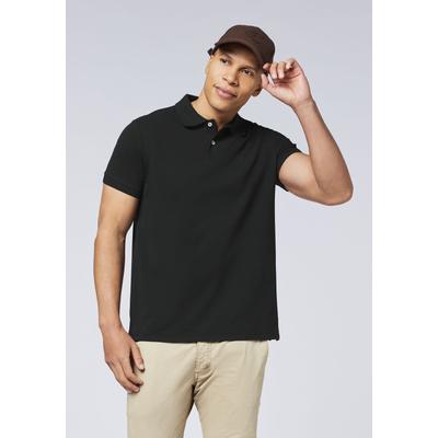 Poloshirt CHIEMSEE, Herren, Gr. S (44/46), schwarz beauty, 100% Baumwolle, unifarben, regular fit, ohne Ausschnitt, gerader Abschluss, Shirts, - ideal für Sport & Freizeit
