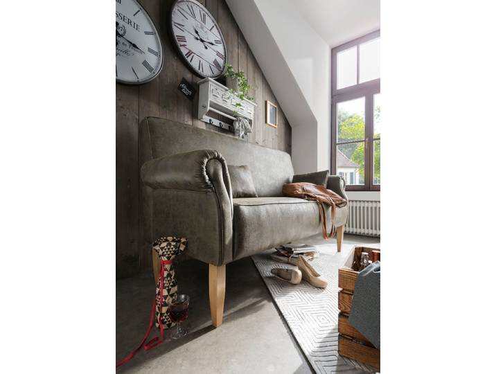 Tischsofa im Landhausstil - Modell TAVOLA in Stoff Hatuzi grün – Montierte Lieferung – 3%-Vorkasse-Rabatt