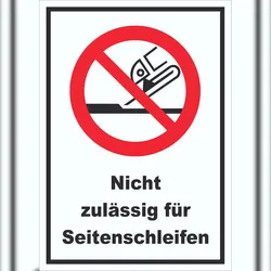 HB-Druck Nicht zulässig für Seitenschleifen Schild A5 Rückseite selbstklebend