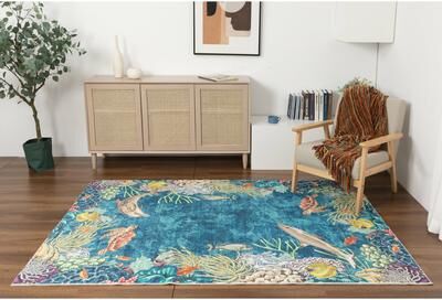 MDA Rugs Kids Collection Dolphins and Corals Multi Color Area Rug