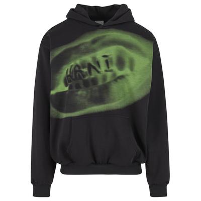 Kapuzensweatshirt KARL KANI "Karl Kani Karl Kani Retro Kani Grillz OS Hoodie", Herren, Gr. XL, grün (schwarz, grün), 65% Baumwolle (Bio), 35% Polyester (Recycelt), bedruckt, Rundhals, Sweatshirts