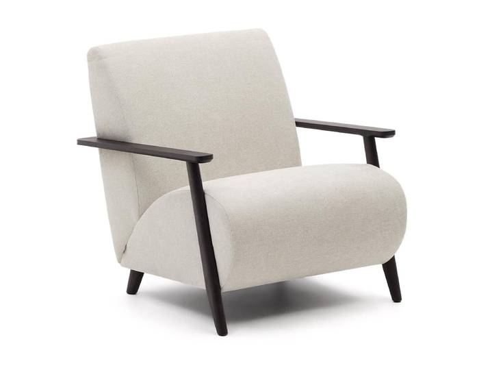 Kave Home Fauteuil Meghan Chenille - Beige/Wengé
