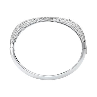 Armreif MICHAEL KORS "Schmuck Geschenk Metall PREMIUM", metallfarben, kristallweiß, kristallweiß, Armbänder, Damen, 17cm, Metall, Armreif, mit Zirkonia (synth.)