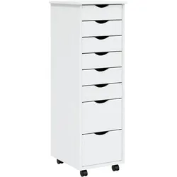 vidaXL Rollschrank mit Schubladen MOSS Weiß Massivholz Kiefer