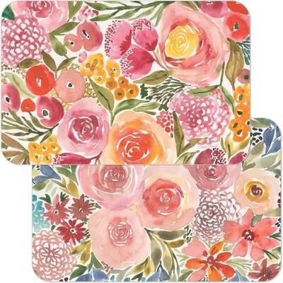 CounterArt Wipe-Clean Reversible Decofoam Placemats, Full Bloom, Set of 4, Made in The USA