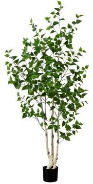 Nearly Natural 6' Artificial Birch Tree with Real Touch Leaves - Green