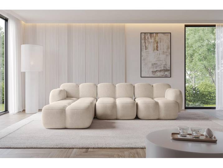 ALTDECOR Ecksofa - Miko-L2 - 302x205x75 - Beige Corner Sofa Eckcouch Couch L-Form, links/rechts angeordnet