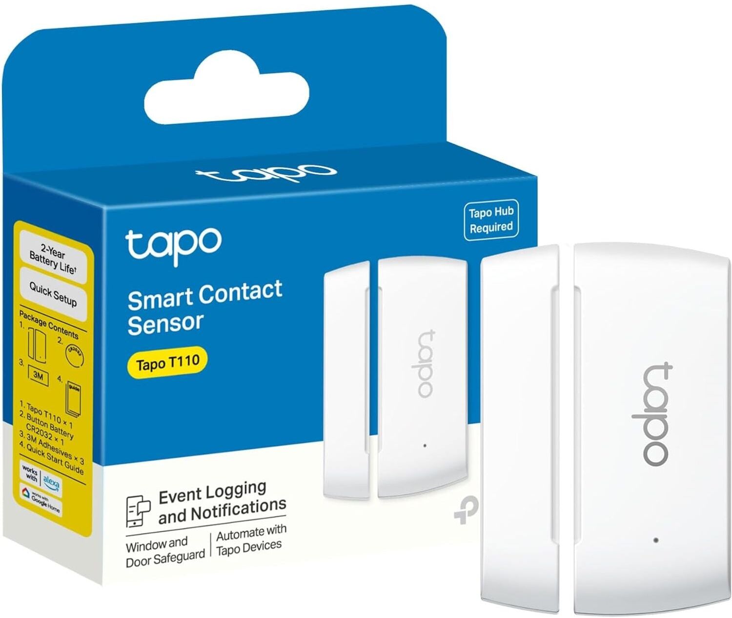 Tapo T110 Smart Door & Window Alarm Sensor – Real-Time Alerts, Smart Home Automation, Works with Alexa & Google Home