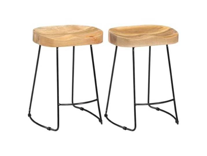 TEKGHUT Gavin Barhocker 2 STK Massivholz Mango Vintage Design, Stabil bis 110 kg, Handgefertigt, Pulverbeschichtetes Eisen, Industrie-Stil