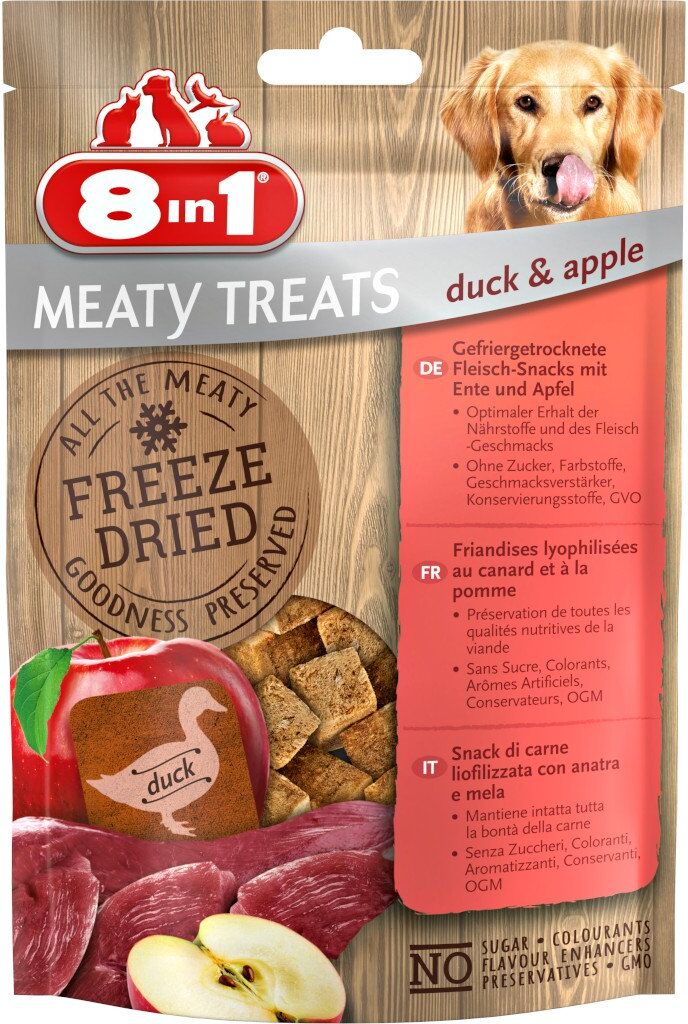 8in1 Meaty Treats Snack Cane Liofilizzato Anatra e Mela 50 g