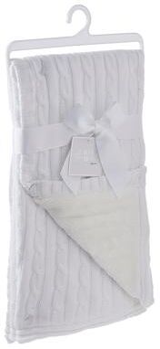 Baby Mode Cable Knit Sherpa Baby Blanket, Ivory