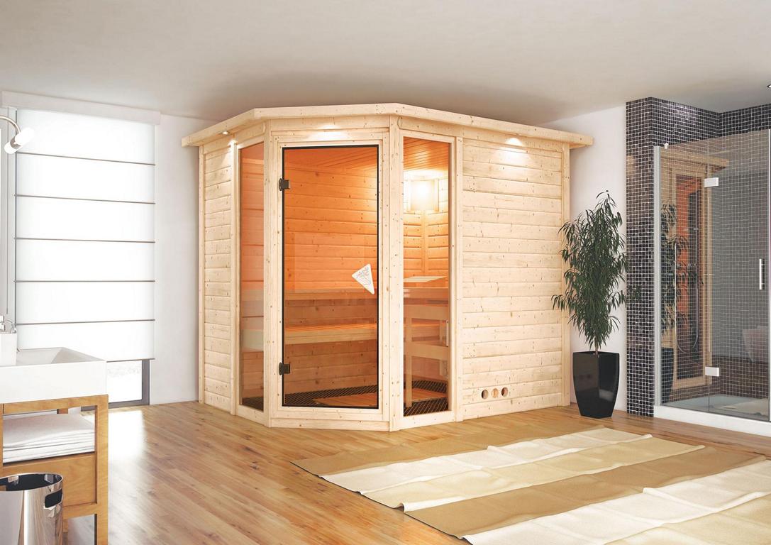 KARIBUHOLZT Sauna Sinai 3 Eck o. Zub. bronz.GGT u. DK 08288616